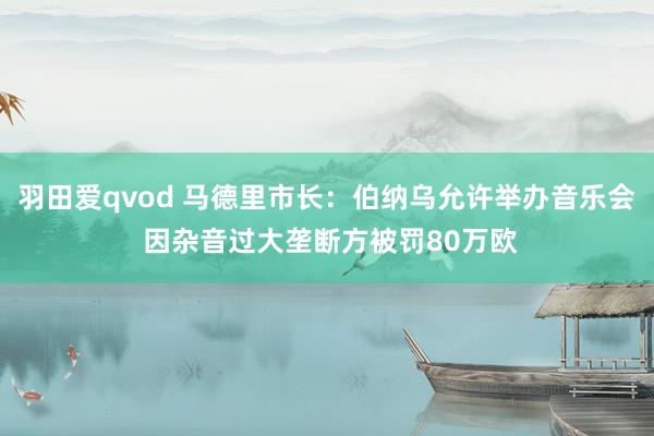 羽田爱qvod 马德里市长：伯纳乌允许举办音乐会 因杂音过大垄断方被罚80万欧