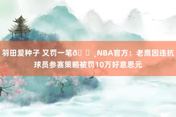 羽田爱种子 又罚一笔💸NBA官方：老鹰因违抗球员参赛策略被罚10万好意思元